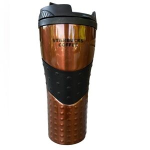 Starbucks Copper Brown Stainless Steel 16oz Tumbler with Rubber Gripper-Rare
